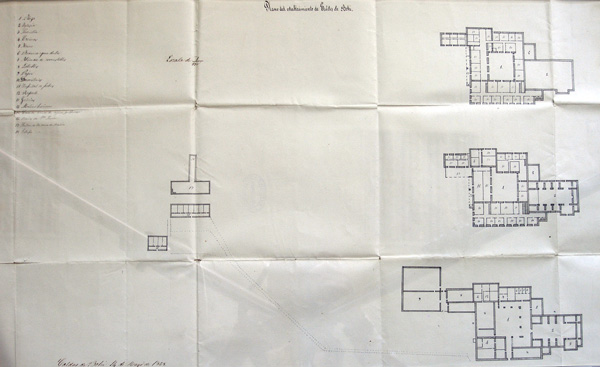 "Plano del Establecimiento de Caldas de Bohí", firmado en Caldes de Bohí,el 14 de mayo de 1868,por José Puy y Laboria. En papel marquilla. Escala 1:500.43 x 60 cm.