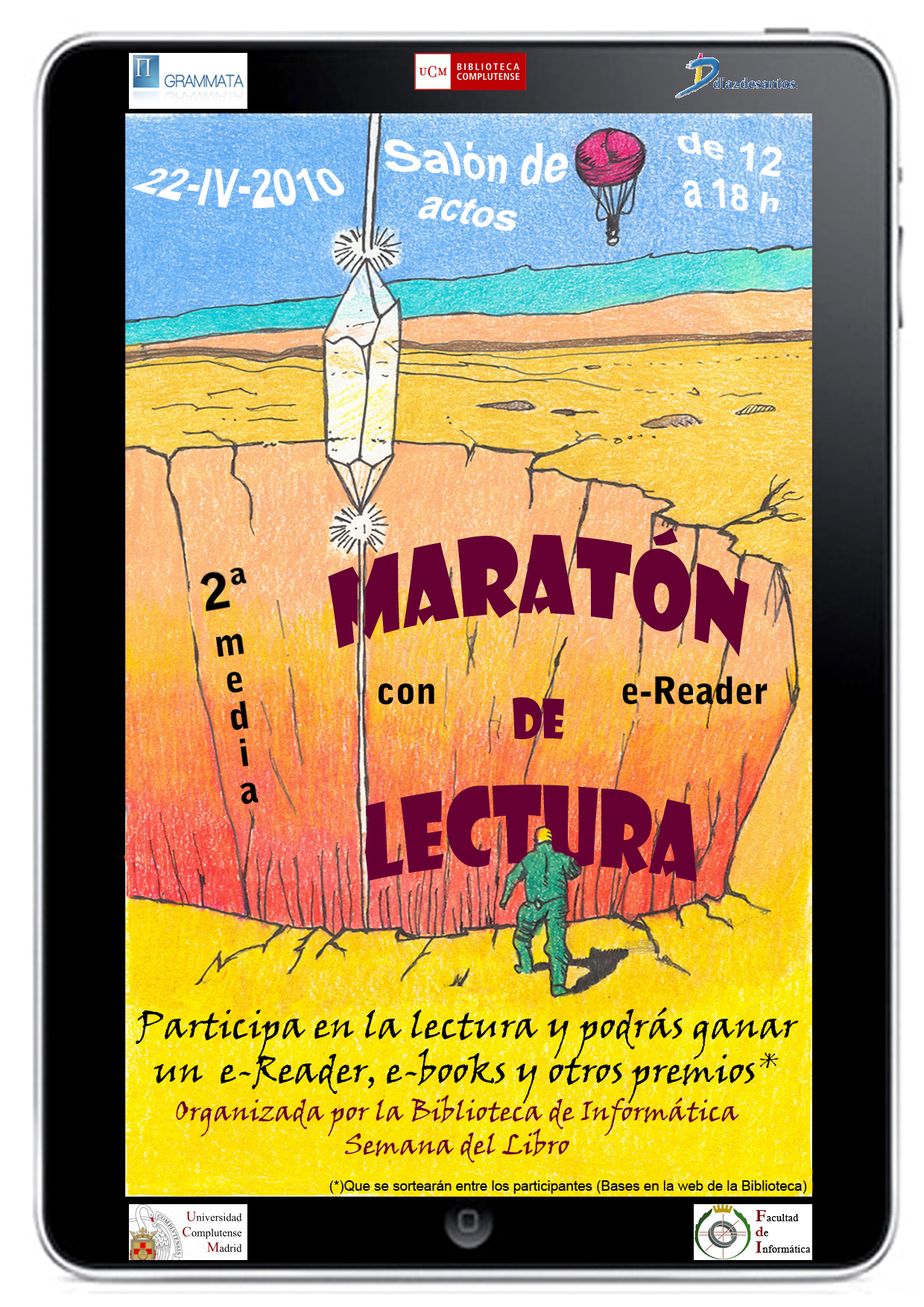 Cartel anunciador de la pasada 2ª Media Maratón de lectura con e-reader