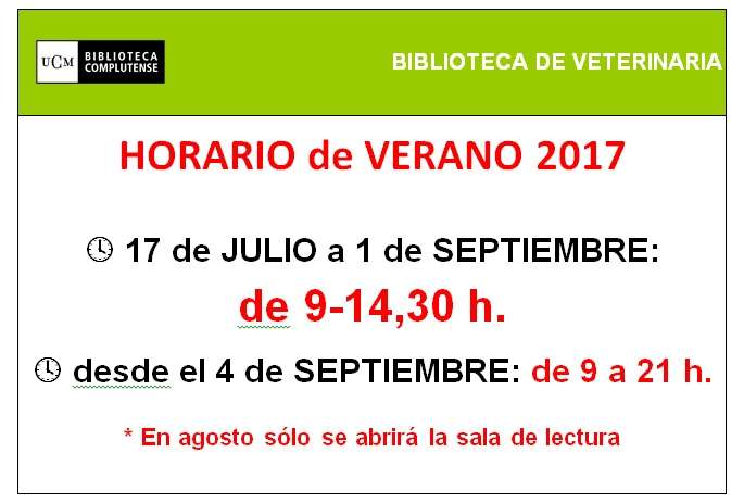 Horario de verano de la biblioteca