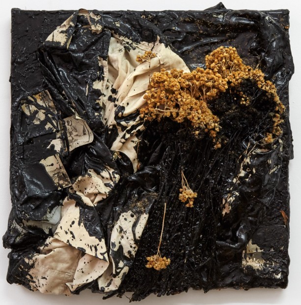 Derek Jarman, Untitled, 1989. Tar and mixed media on canvas. 45,7 x 45,7 cm