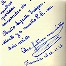 Dedicatoria de la fotografía  del Correo de la Pirenaica firmada por “Dos futuros comunistas”. Francia 16/11/1963.
