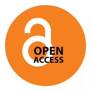 La A como candado abierto sobre círculo naranja y leyenda Open Access en negro