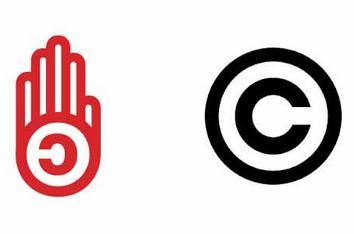 Símbolos (el de copyleft con una mano)