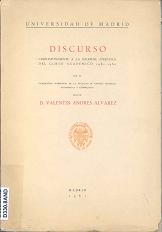 Portada Andrés Alvárez, V., Discurso correspondiente a la solemne apertura del curso académico 1961-1962, Madrid : Universidad de Madrid, 1961