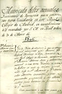 Registro de matrículas del Colegio de Farmacia de San  Fernando 806 / 1830