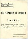 Nómina de personal  docente de la Facultad de Filosofía y Letras.  Julio  1935  