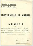 Nómina de personal  docente de la Facultad de Filosofía y Letras.  Julio  1935