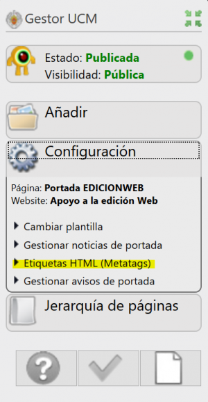 Etiquetas HTML (Metatags). Portada de Website
