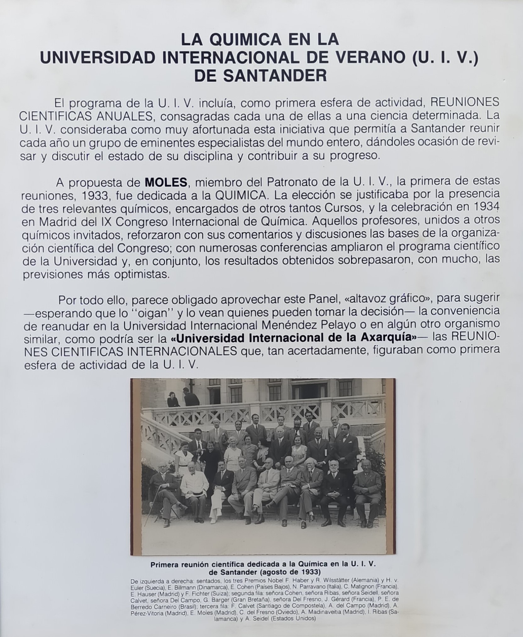 Panel 2. 1933 Reunión Internacional de Química UIV Santander