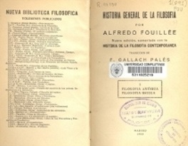 Historia general de la filosofía. Vol. 1