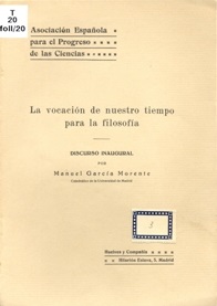 La vocación de nuestro tiempo para la filosofía