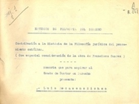 Contribución a la historia de la filosofía jurídica del pensamiento católico