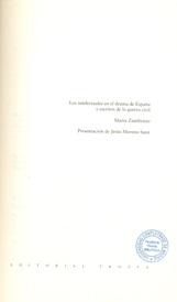 Zambrano, María. Los intelectuales en el drama de España