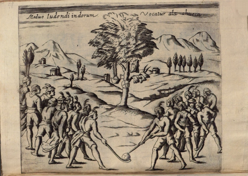 OVALLE, Alonso de (SJ), Historica relación del reyno de Chile, 1646 – FG 2331 Grabado del juego de la chueca (a fol 91)