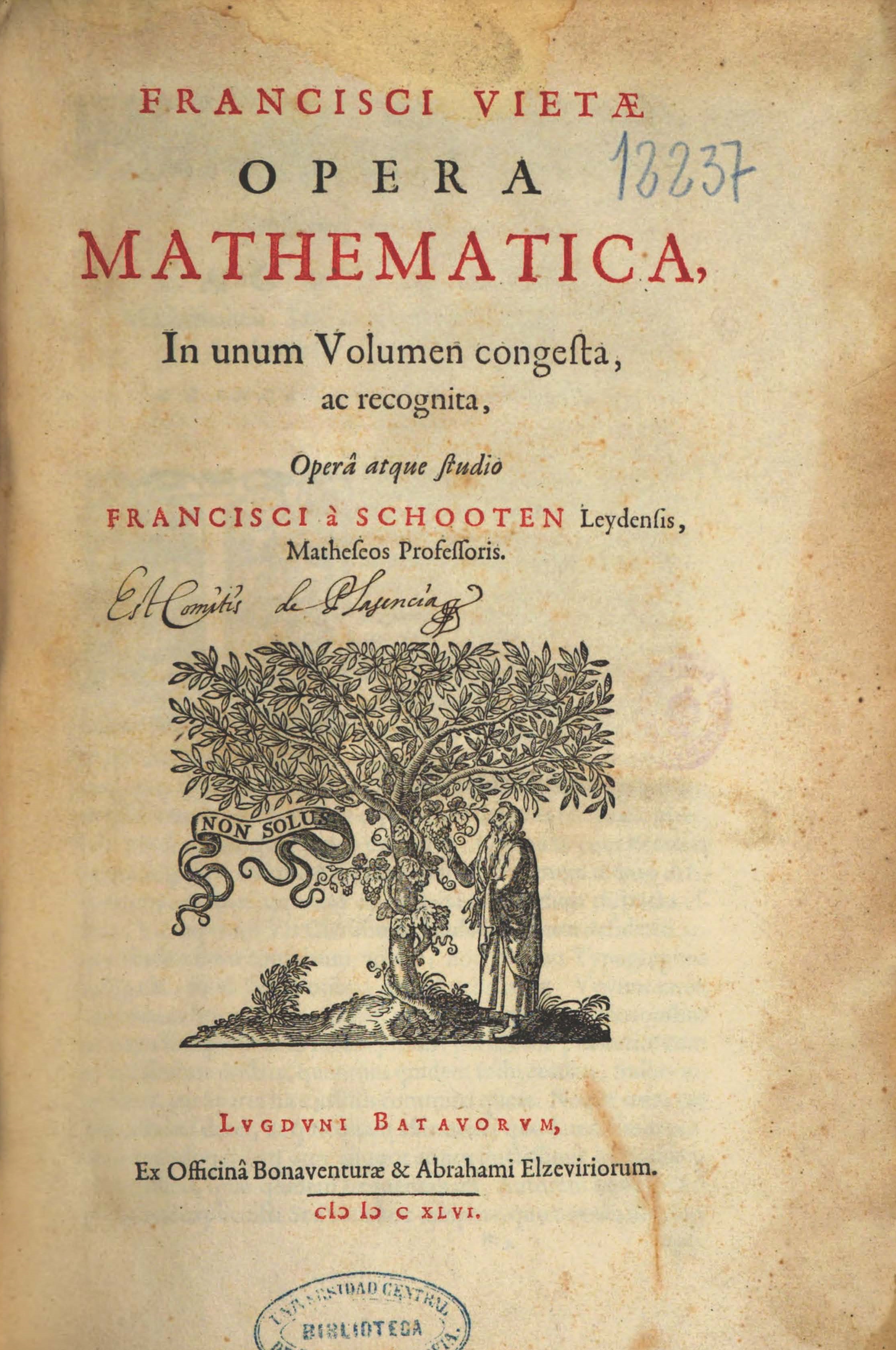 12- François Viète. Opera mathematica, 1646