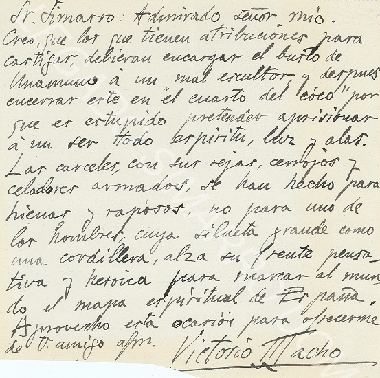 Carta de Victorio Macho