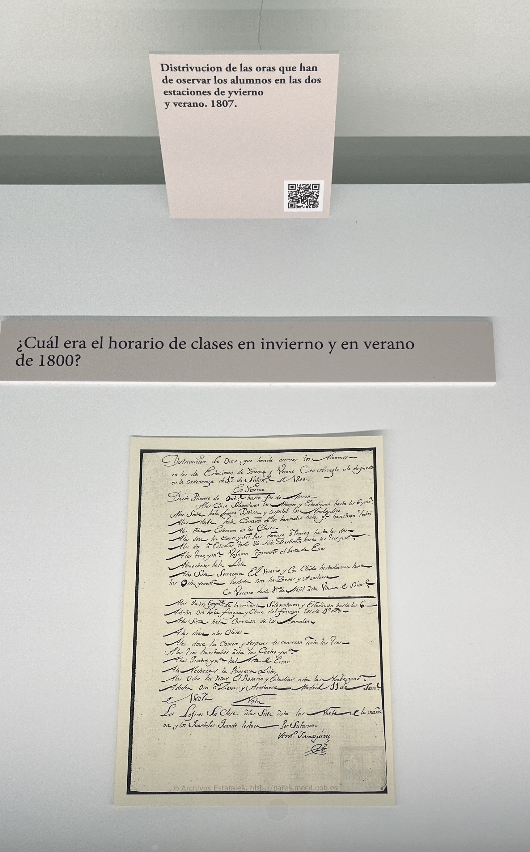 vitrina central distrivucion de las oras 1807 horario de verano